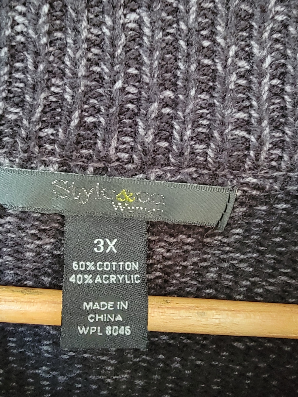 Style & Co. Textured Grey Heathered Double-Breasted Peacoat Sweater - Size 3X - Picture 3 of 3
